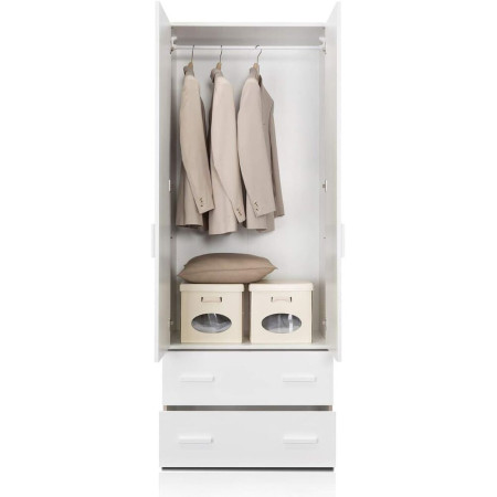 Armadio Legno bianco frassinato 2 ante e 2 cassetti   H 211 cm