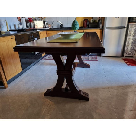 Tavolo allungabile da pranzo classico in legno massello noce lucido