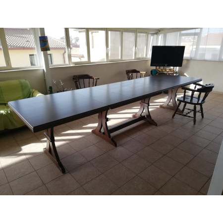 Tavolo allungabile da pranzo classico in legno massello noce lucido