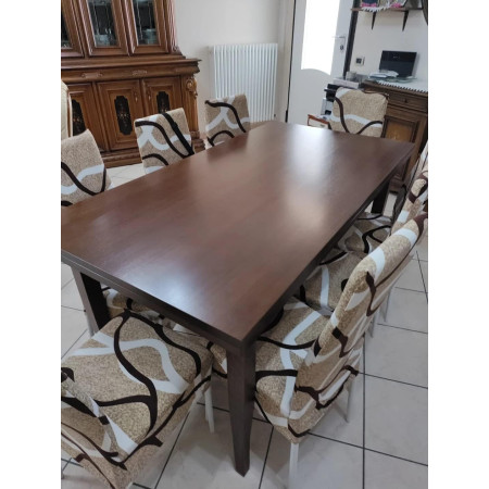 Tavolo classico da pranzo classico in legno noce lucido 130x85 cm