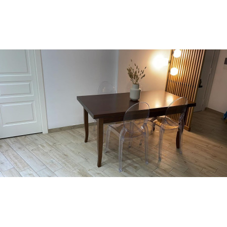 Tavolo classico da pranzo classico in legno noce lucido 130x85 cm