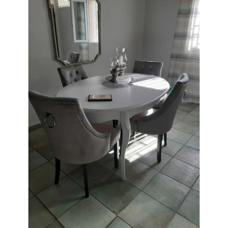 Tavolo classico in legno massello bianco opaco Ovale 160X110 cm