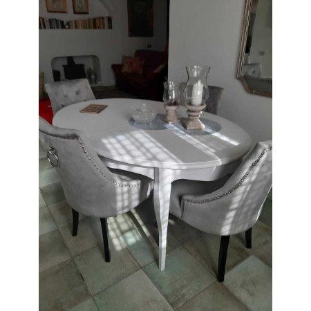 Tavolo classico in legno massello bianco opaco Ovale 160X110 cm
