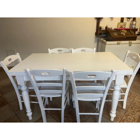 Tavolo da pranzo classico bianco opaco 140x80 cm