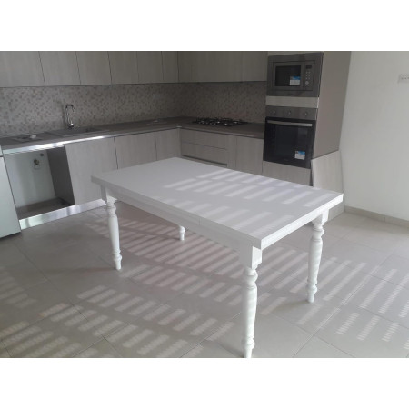 Tavolo da pranzo classico bianco opaco 140x80 cm