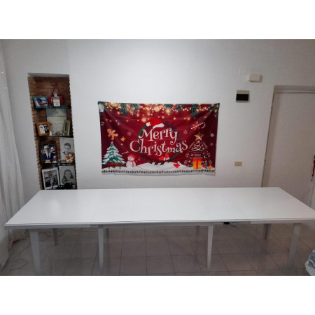 Tavolo rettangolare in legno massello bianco opaco 180x100 cm