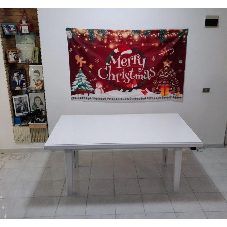 Tavolo pranzo allungabile in legno massello bianco opaco 160x85 cm