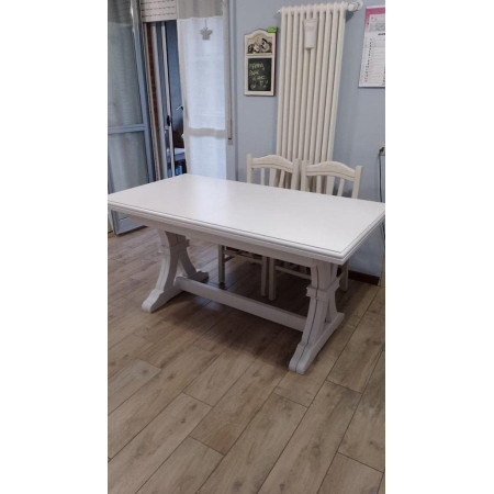 Tavolo in stile classico bianco opaco rettangolare 180x100 cm