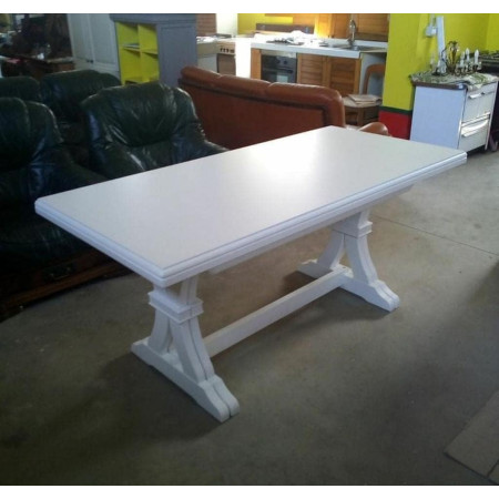 Tavolo in stile classico bianco opaco rettangolare 180x100 cm