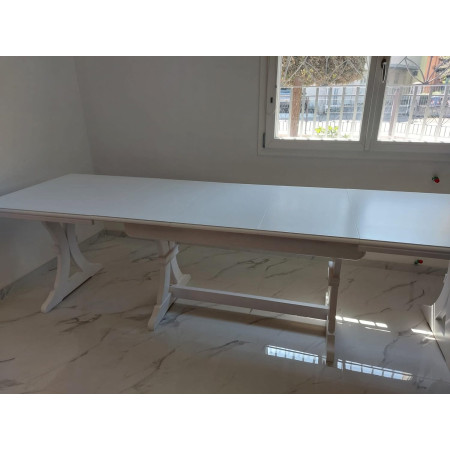 Tavolo in stile classico bianco opaco rettangolare 180x100 cm