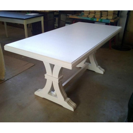 Tavolo in stile classico bianco opaco rettangolare 180x100 cm