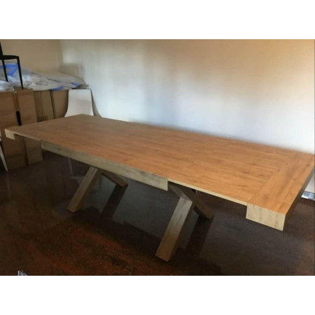 Tavolo da pranzo allungabile in legno naturale 180x100 cm