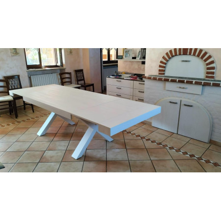Tavolo da pranzo in legno bianco moderno 180/280 x 100