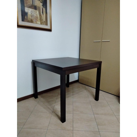 Tavolo in legno wengè con apertura a libro 90x90 cm