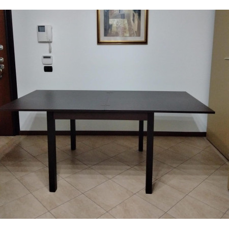 Tavolo in legno wengè con apertura a libro 90x90 cm