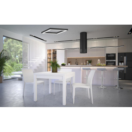 Tavolo quadrato da pranzo in legno bianco apertura a libro 100x100 cm