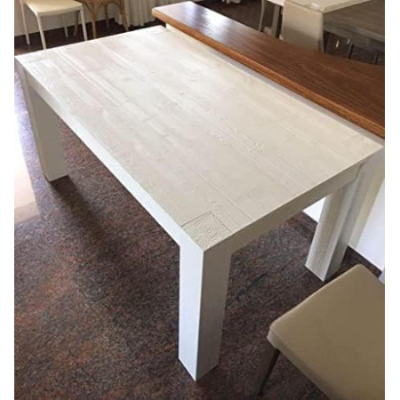 Tavolo da pranzo allungabile in legno abete bianco spazzolato 180 x 90