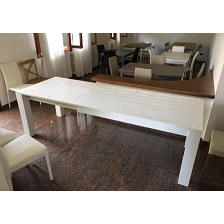 Tavolo allungabile in legno abete bianco moderno 160-260x90 cm