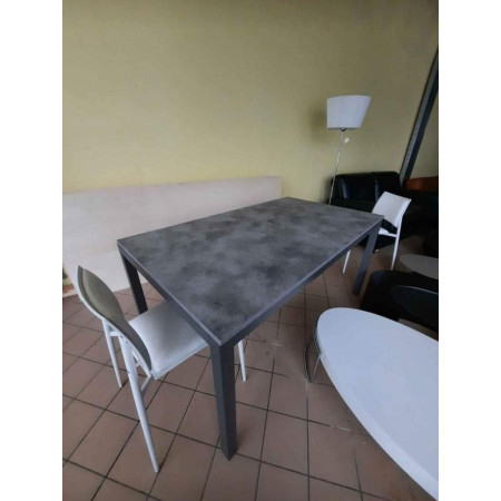Tavolo da pranzo allungabile in legno e metallo grigio 110x70 cm