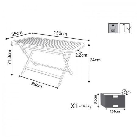 Tavolo Pieghevole in Legno  150 X 80