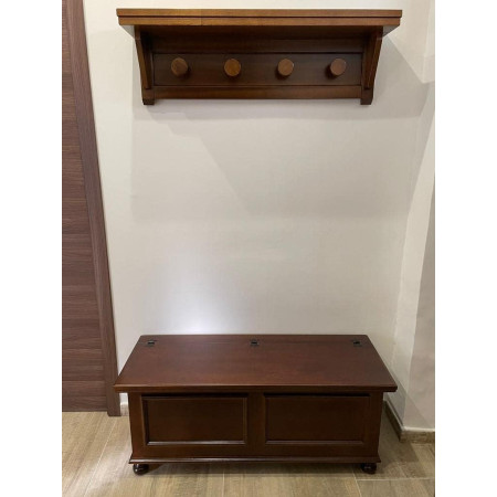 Cassapanca arte povera in legno massello noce lucido 120x44 cm