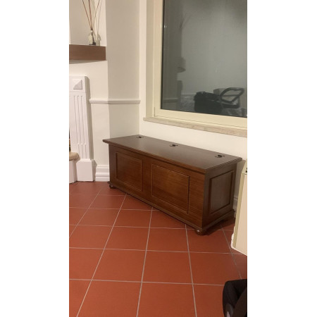 Cassapanca arte povera in legno massello noce lucido 120x44 cm