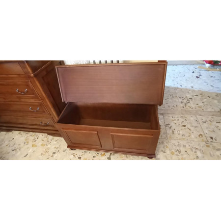 Cassapanca arte povera in legno massello noce lucido 100x44 cm