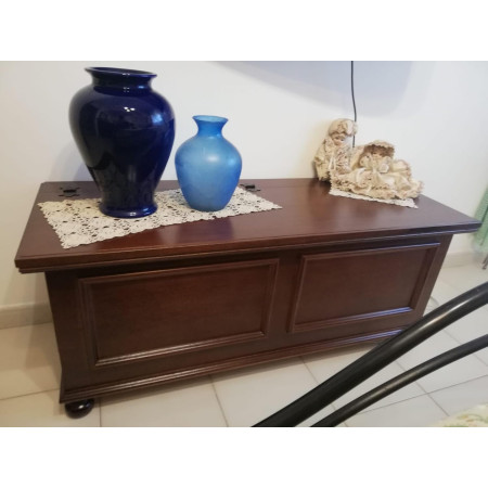 Cassapanca arte povera in legno massello noce lucido 100x44 cm
