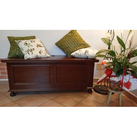 Cassapanca arte povera in legno massello noce lucido 100x44 cm