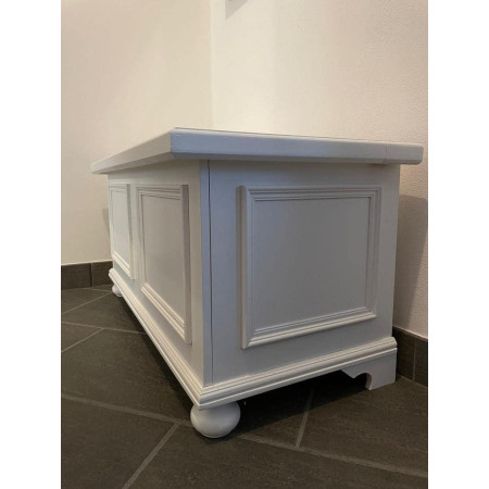 Cassapanca arte povera in legno massello in bianco opaco 120x44 cm