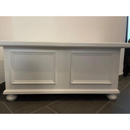 Cassapanca arte povera in legno massello in bianco opaco 120x44 cm