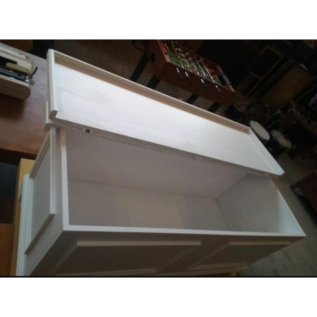 Cassapanca arte povera in legno massello in bianco opaco 120x44 cm