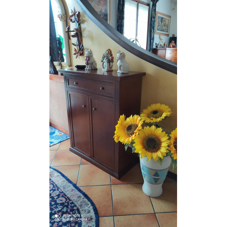 Scarpiera arte povera in legno massello in noce lucido