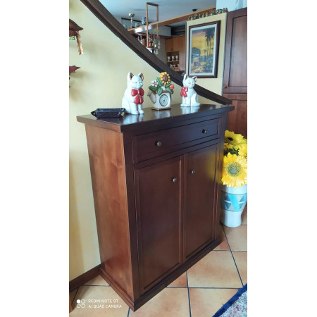 Scarpiera arte povera in legno massello in noce lucido
