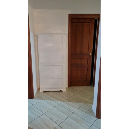 Scarpiera 4 ante a ribalte legno massello bianco opaco