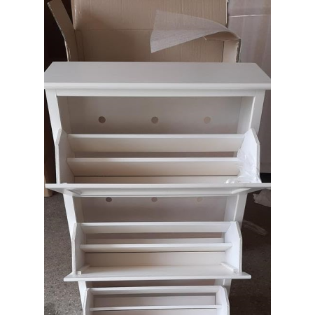 Scarpiera 4 ante a ribalte legno massello bianco opaco