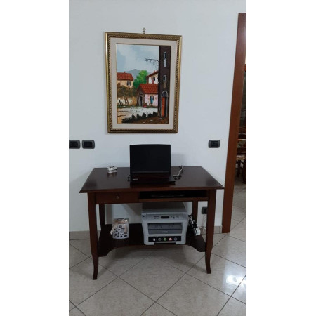 Scrivania arte povera in legno massello noce lucido 105 cm