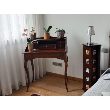 Scrittoio cassetti piano estraibile arte povera in legno massello noce