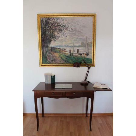 Scrittoio con piano estraibile dx arte povera in legno massello noce