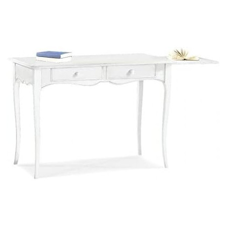 Scrittoio con piano estraibile dx arte povera in legno massello bianco