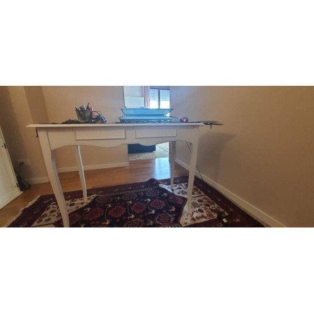 Scrittoio con piano estraibile dx arte povera in legno massello bianco