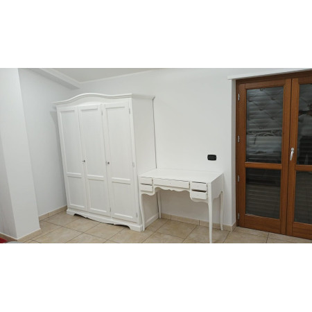 Scrittoio con 5 cassetti classica in legno massello bianco opaco