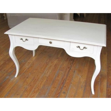 Scrivania classica in legno massello bianco opaco 130 cm