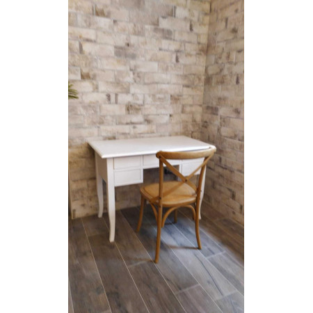 Scrivania arte povera in legno massello bianco opaco 107 cm