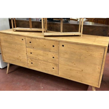 Credenza in legno abete spazzolato naturale 185x50x84 cm