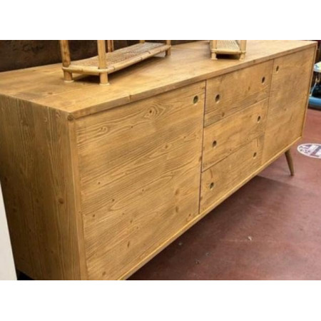 Credenza in legno abete spazzolato naturale 185x50x84 cm