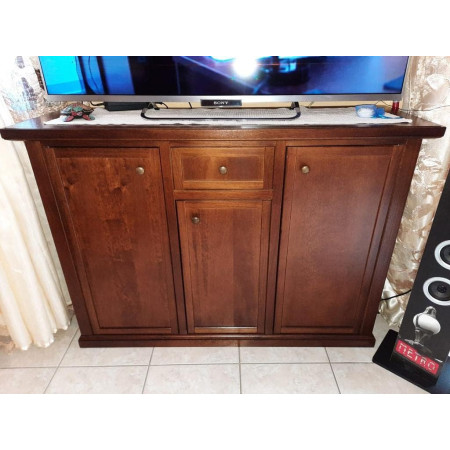Credenza Classica Legno Massello Noce Lucido