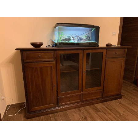 Credenza Noce Lucido con Vetro  Design Elegante e Funzionale