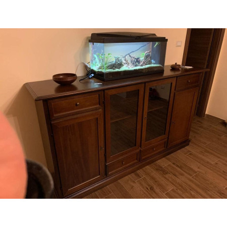 Credenza Noce Lucido con Vetro  Design Elegante e Funzionale