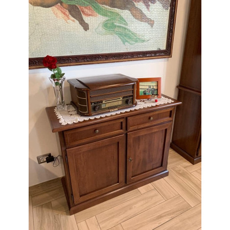 Credenza Classica Noce Lucido Legno Pioppo 2 Ante 2 Cassetti